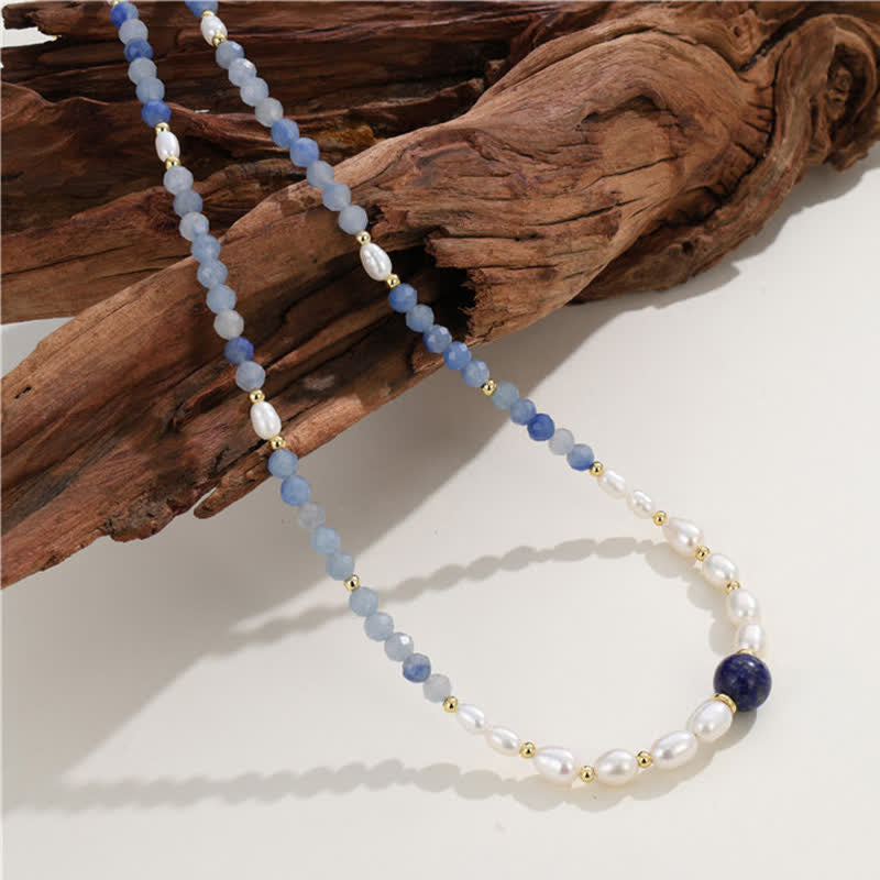 Buddha Stones Halskette aus natürlichen blauen Aventurin-Lapislazuli-Perlen - image 11