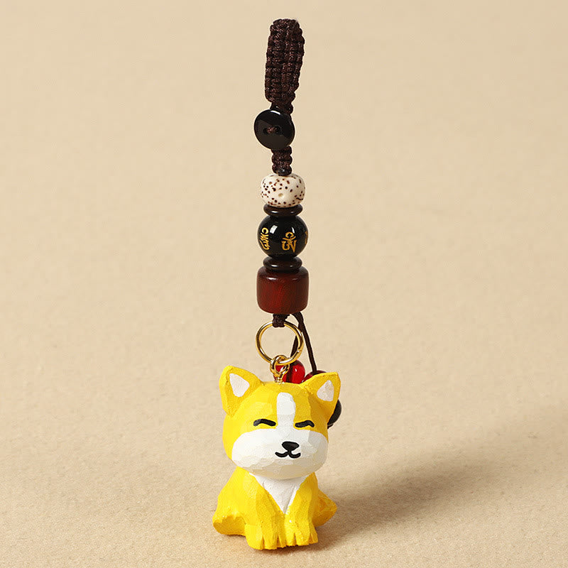 Buddha Stones Chinesischer Tierkreiszeichen-Schlüsselanhänger aus Lindenholz mit gravierter Pflaumenblüte – Frieden, Sicherheit, Om, Mani, Padme, Hum, Positiv - Hund 4 cm (Farbe, Form und Größe können variieren) - Om Mani Padme Hum - image 35