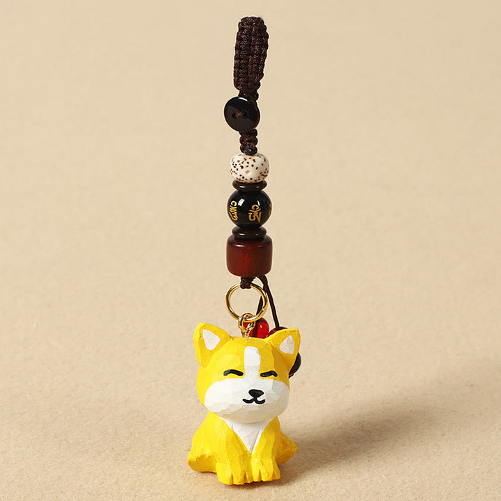 Buddha Stones Chinesischer Tierkreiszeichen-Schlüsselanhänger aus Lindenholz mit gravierter Pflaumenblüte – Frieden, Sicherheit, Om, Mani, Padme, Hum, Positiv - Hund 4 cm (Farbe, Form und Größe können variieren) - Om Mani Padme Hum - image 35