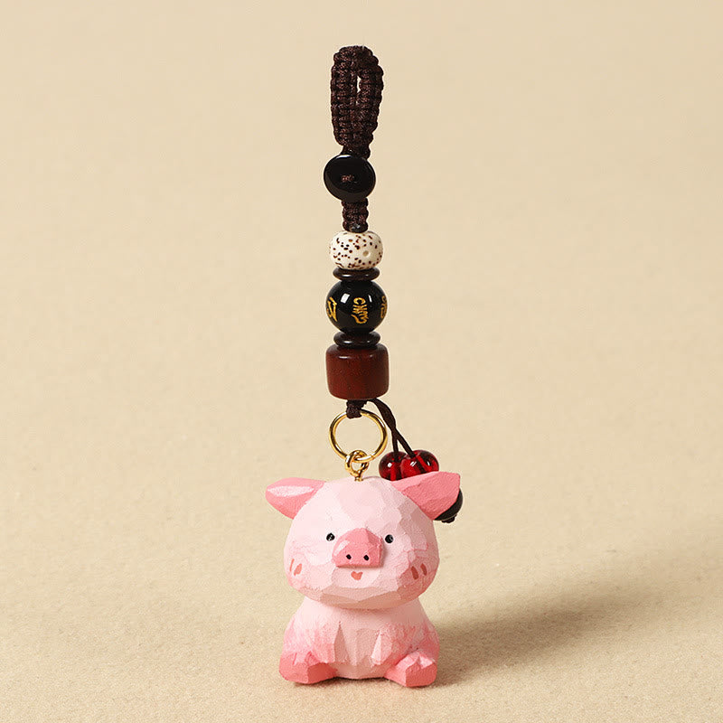 Buddha Stones Chinesischer Tierkreiszeichen-Schlüsselanhänger aus Lindenholz mit gravierter Pflaumenblüte – Frieden, Sicherheit, Om, Mani, Padme, Hum, Positiv - Schwein 4 cm (Farbe, Form und Größe können variieren) - Om Mani Padme Hum - image 38