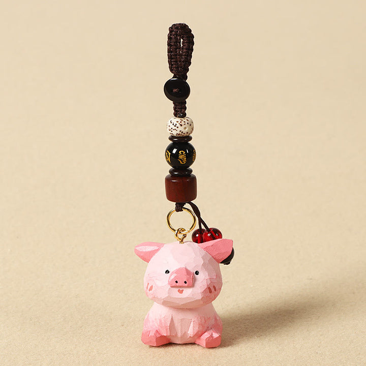 Buddha Stones Chinesischer Tierkreiszeichen-Schlüsselanhänger aus Lindenholz mit gravierter Pflaumenblüte – Frieden, Sicherheit, Om, Mani, Padme, Hum, Positiv - Schwein 4 cm (Farbe, Form und Größe können variieren) - Om Mani Padme Hum - image 38