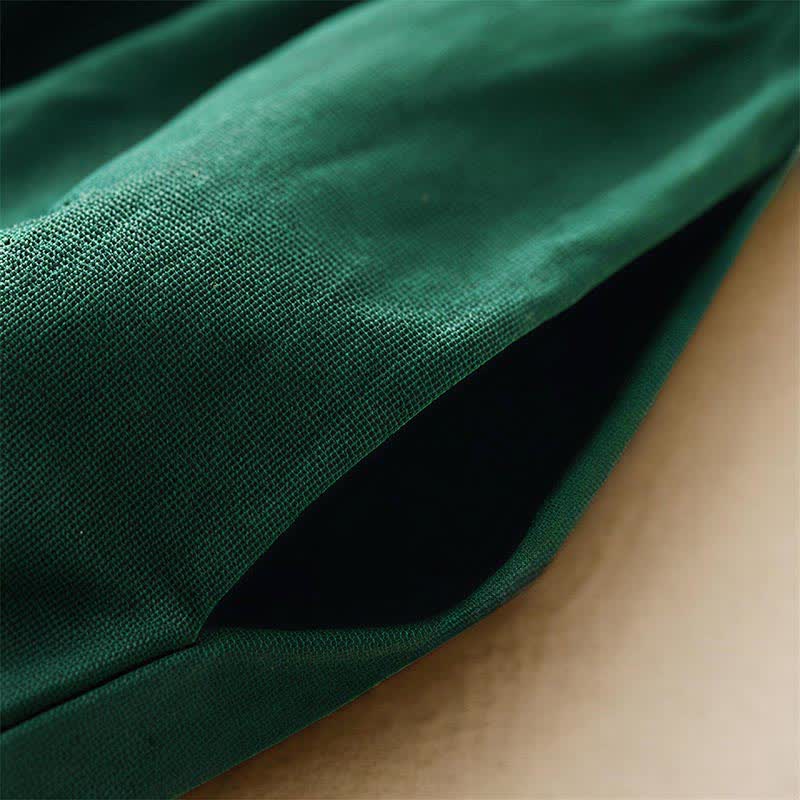 Buddha Stones Minimalistisches, einfarbiges Sommerkleid mit kurzen Ärmeln, Knopfleiste, Kordelzug und Taschen für Damen - image 12