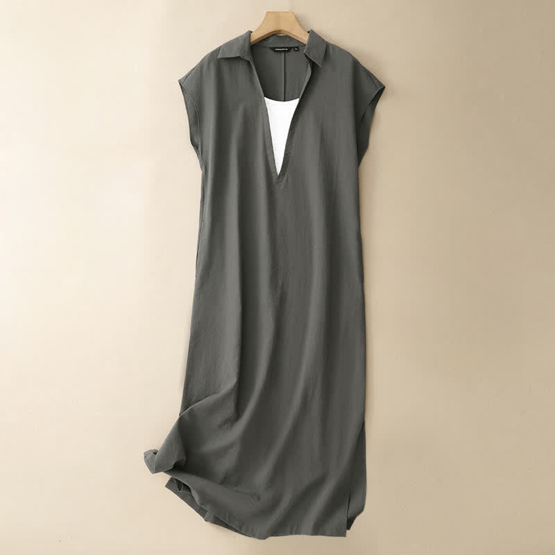 Buddha Stones Minimalistisches, einfarbiges, ärmelloses Sommerkleid für Damen mit Seitenschlitz und Tasche - Hellgrün - US14, UK/AU18, EU46 (2XL) - image 15