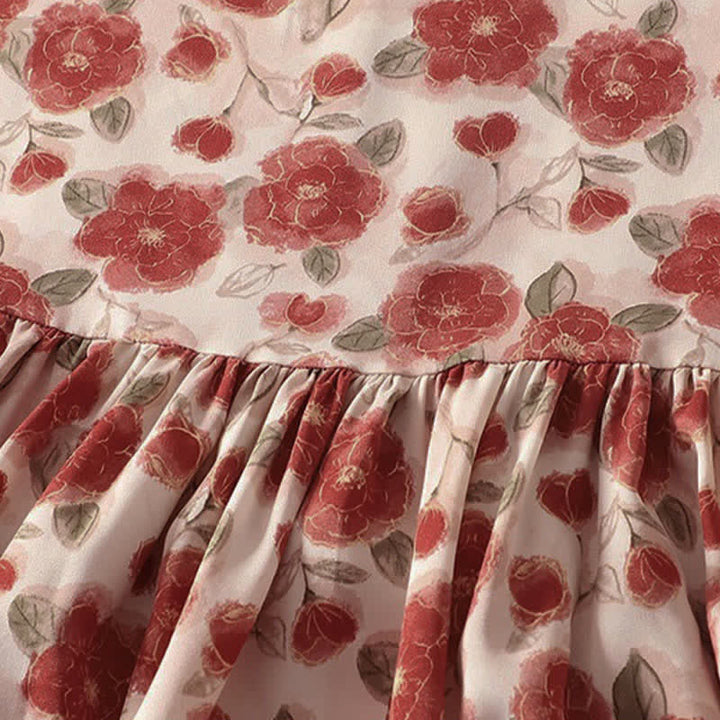 Buddha Stones Sommerliches, ärmelloses Chiffonkleid für Damen mit Blumenmuster und Taschen - image 7