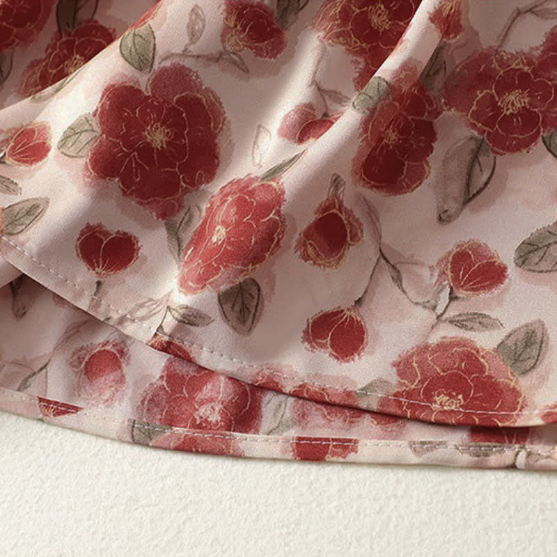 Buddha Stones Sommerliches, ärmelloses Chiffonkleid für Damen mit Blumenmuster und Taschen - image 6