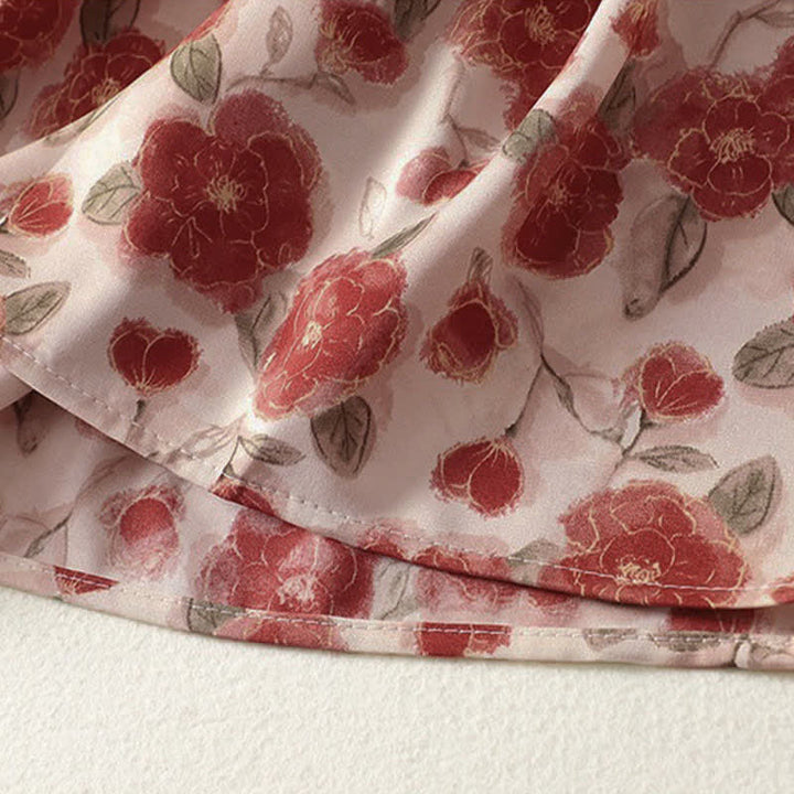 Buddha Stones Sommerliches, ärmelloses Chiffonkleid für Damen mit Blumenmuster und Taschen - image 6