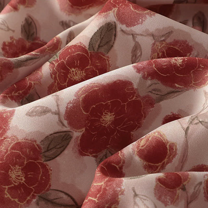 Buddha Stones Sommerliches, ärmelloses Chiffonkleid für Damen mit Blumenmuster und Taschen - image 9
