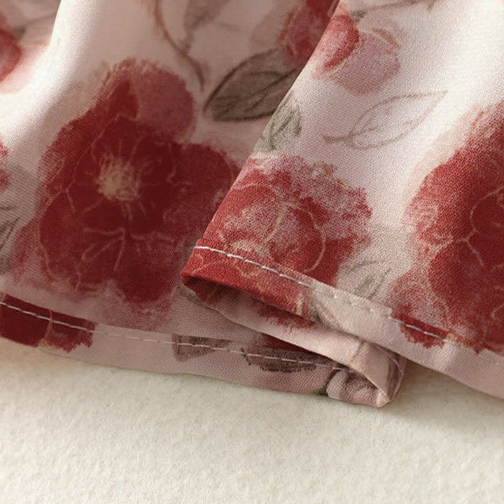 Buddha Stones Sommerliches, ärmelloses Chiffonkleid für Damen mit Blumenmuster und Taschen - image 8