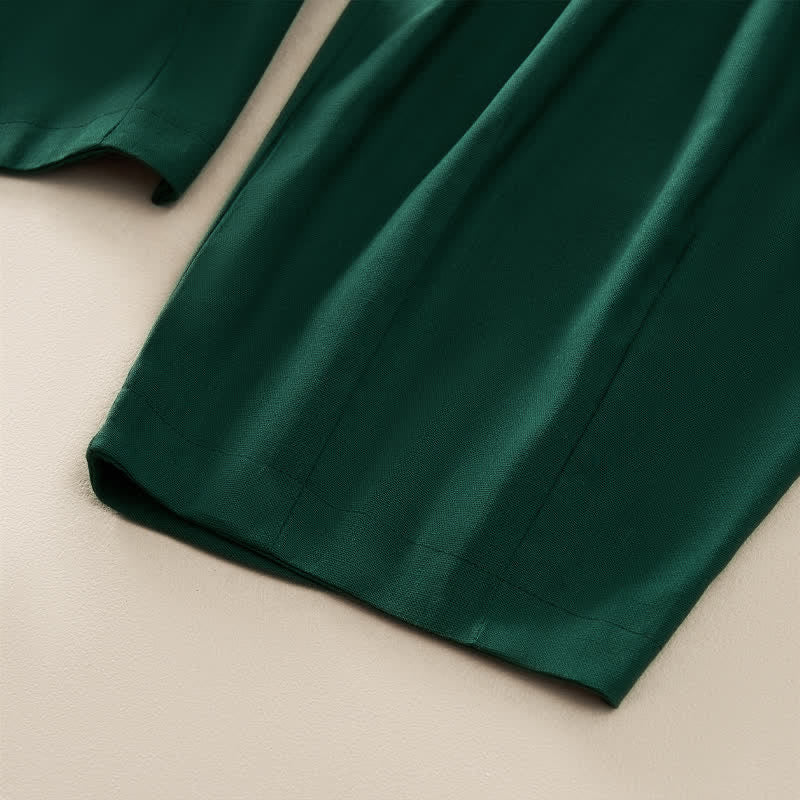Buddha Stones Lässige, einfarbige Damen-Haremshose mit elastischem Bund, Falten und Taschen für den Frühling - image 11