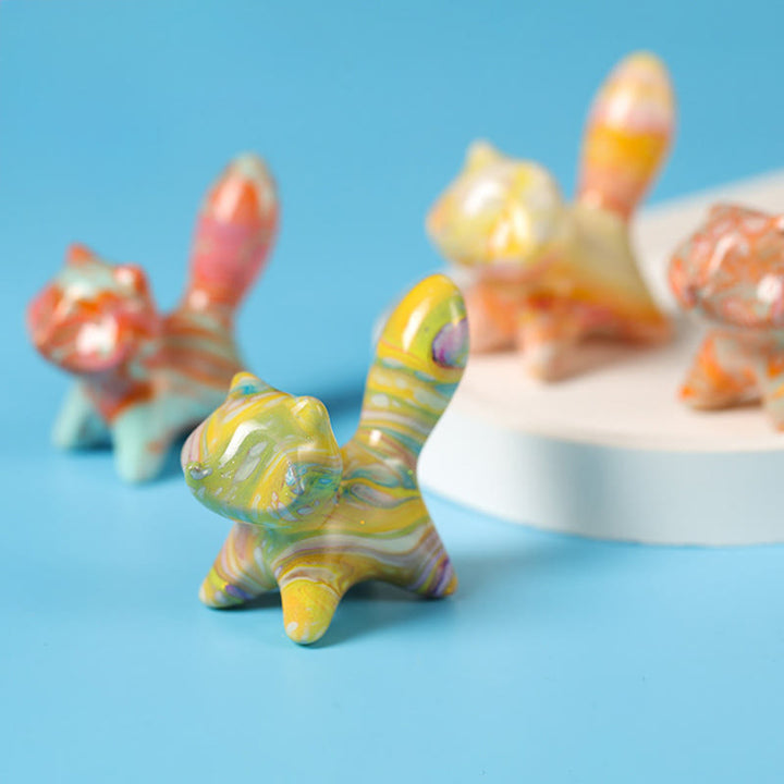 Buddha Stones ​​Mini-Katzenfigur aus Ebenholz, lackiert, Kunsthandwerk, Friedensdekoration, 4 x 2,2 cm (Farbe zufällig) - image 2