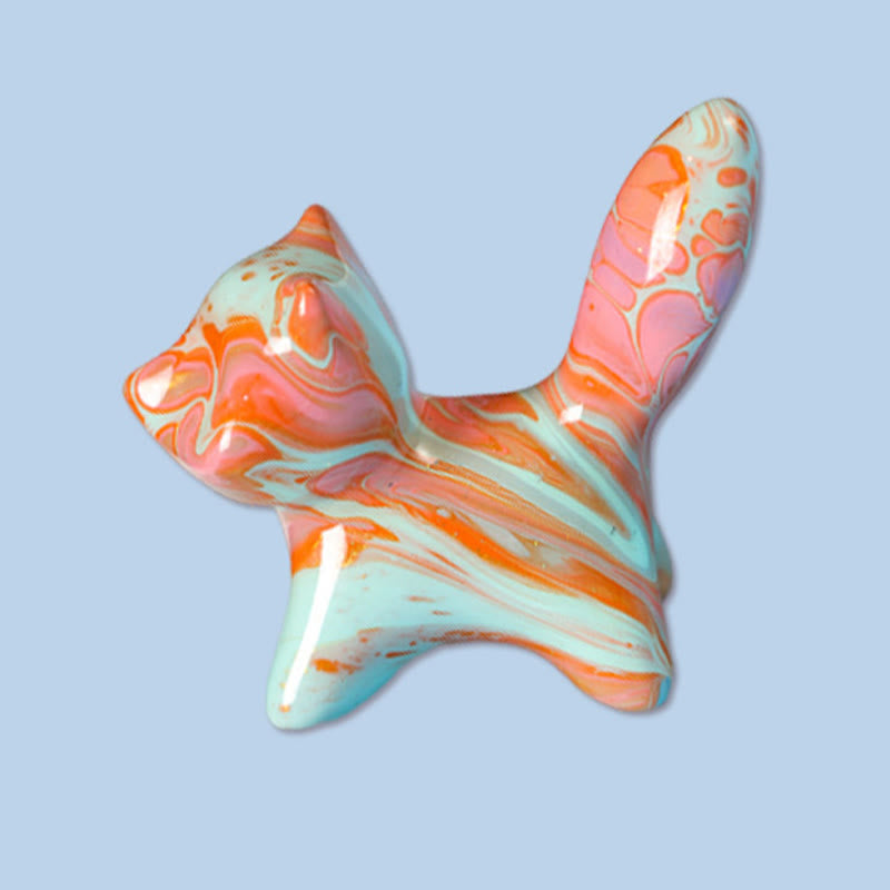 Buddha Stones ​​Mini-Katzenfigur aus Ebenholz, lackiert, Kunsthandwerk, Friedensdekoration, 4 x 2,2 cm (Farbe zufällig) - Fuchs 4 x 2,2 cm (Farbe zufällig) - image 1