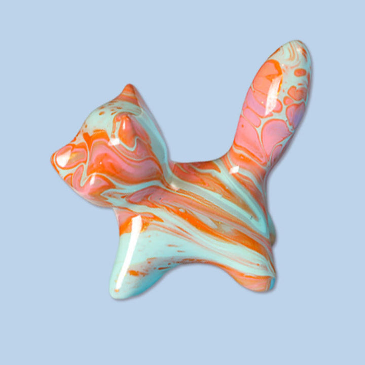 Buddha Stones ​​Mini-Katzenfigur aus Ebenholz, lackiert, Kunsthandwerk, Friedensdekoration, 4 x 2,2 cm (Farbe zufällig) - Fuchs 4 x 2,2 cm (Farbe zufällig) - image 1
