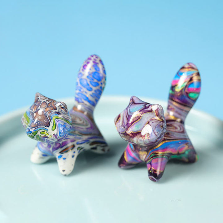 Buddha Stones ​​Mini-Katzenfigur aus Ebenholz, lackiert, Kunsthandwerk, Friedensdekoration, 4 x 2,2 cm (Farbe zufällig) - image 8