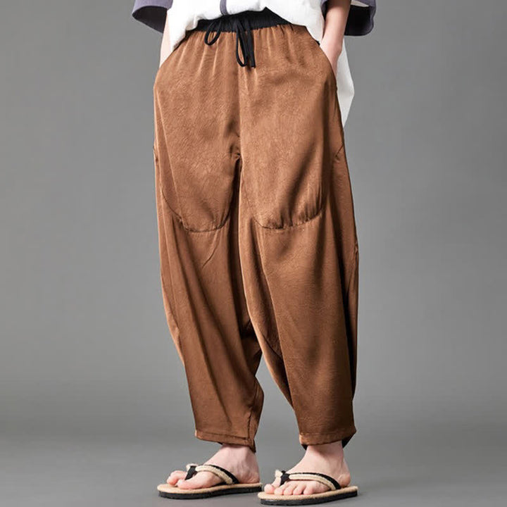 Buddha Stones Lässige, einfarbige Herren-Haremshose mit aufgesetzten Taschen für den Sommer - image 18