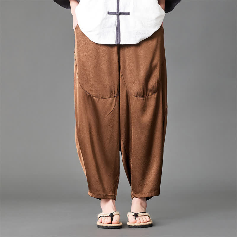 Buddha Stones Lässige, einfarbige Herren-Haremshose mit aufgesetzten Taschen für den Sommer - image 15