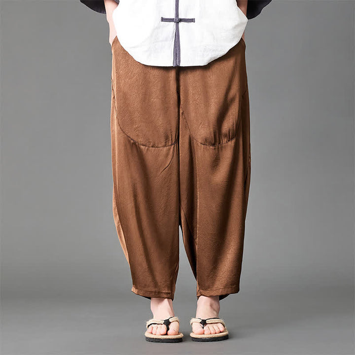Buddha Stones Lässige, einfarbige Herren-Haremshose mit aufgesetzten Taschen für den Sommer - image 15