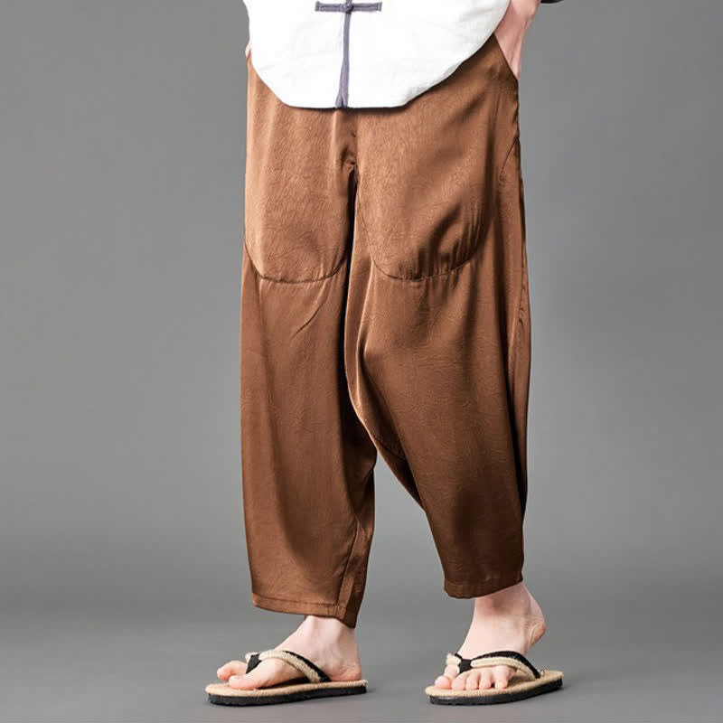 Buddha Stones Lässige, einfarbige Herren-Haremshose mit aufgesetzten Taschen für den Sommer - image 16