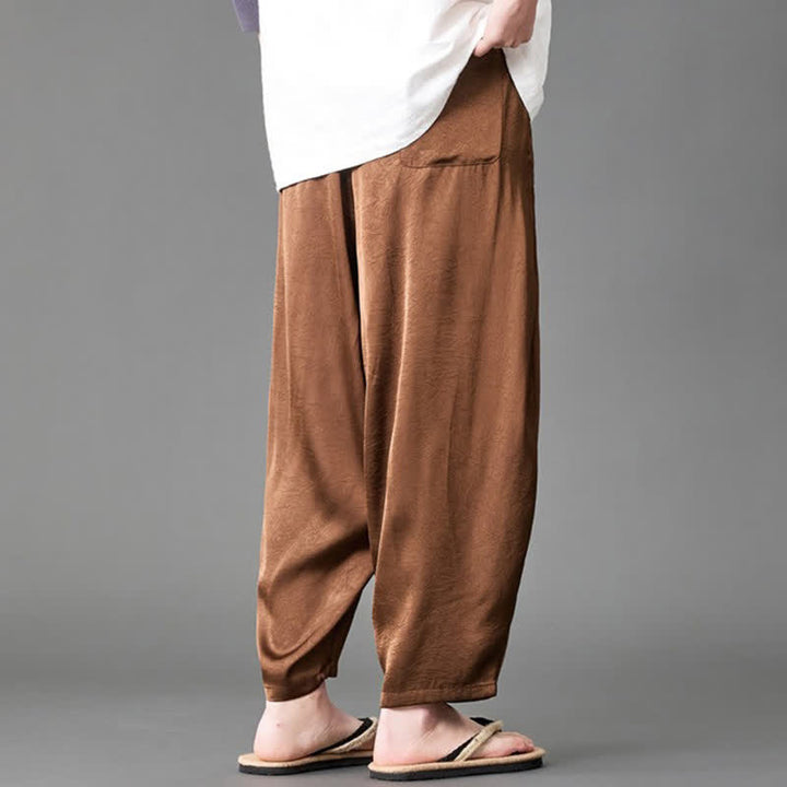 Buddha Stones Lässige, einfarbige Herren-Haremshose mit aufgesetzten Taschen für den Sommer - image 19