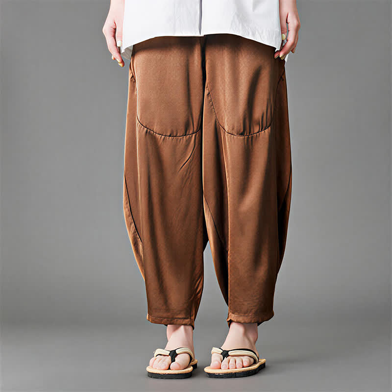 Buddha Stones Lässige, einfarbige Herren-Haremshose mit aufgesetzten Taschen für den Sommer - image 14