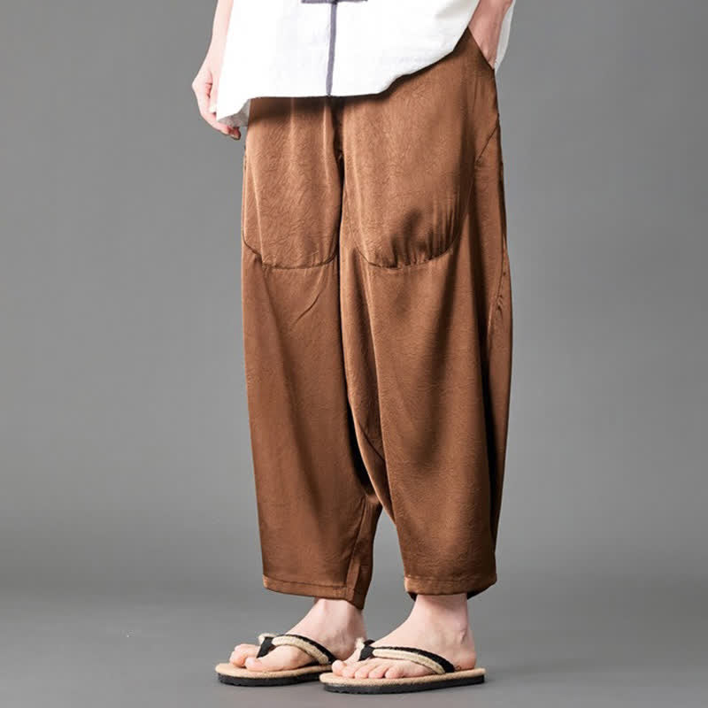 Buddha Stones Lässige, einfarbige Herren-Haremshose mit aufgesetzten Taschen für den Sommer - Peru - US/ UK/AU46, EU56 (5XL) - image 13