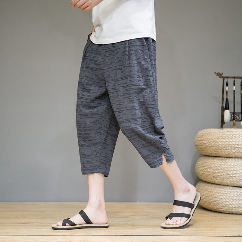 Buddha Stones Minimalistische, einfarbige Herren-Haremshose mit Seitenschlitzen und Taschen für den Sommer - Schiefergrau - US/ UK/AU44, EU54 (4XL) - image 0