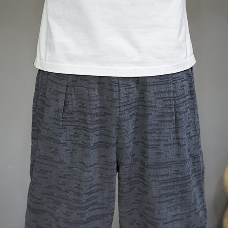 Buddha Stones Minimalistische, einfarbige Herren-Haremshose mit Seitenschlitzen und Taschen für den Sommer - image 11