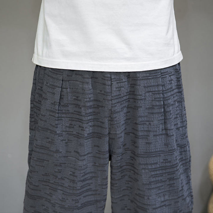 Buddha Stones Minimalistische, einfarbige Herren-Haremshose mit Seitenschlitzen und Taschen für den Sommer - image 11