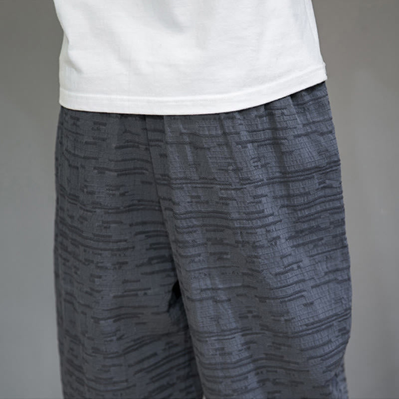 Buddha Stones Minimalistische, einfarbige Herren-Haremshose mit Seitenschlitzen und Taschen für den Sommer - image 10