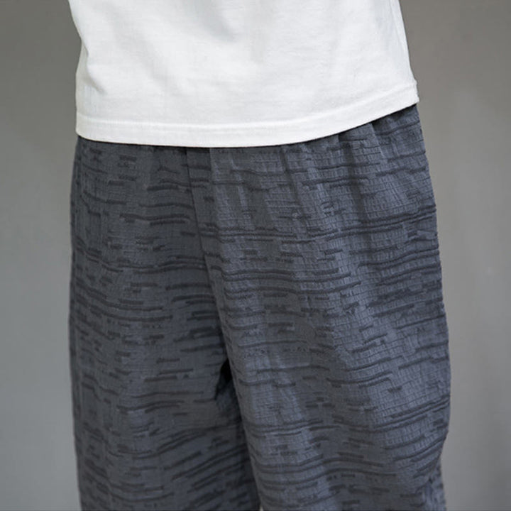 Buddha Stones Minimalistische, einfarbige Herren-Haremshose mit Seitenschlitzen und Taschen für den Sommer - image 10