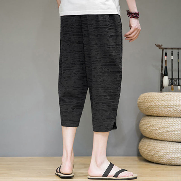 Buddha Stones Minimalistische, einfarbige Herren-Haremshose mit Seitenschlitzen und Taschen für den Sommer - image 16