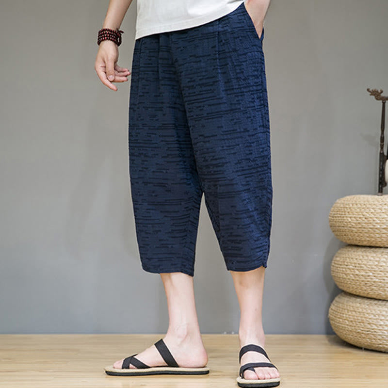 Buddha Stones Minimalistische, einfarbige Herren-Haremshose mit Seitenschlitzen und Taschen für den Sommer - image 24