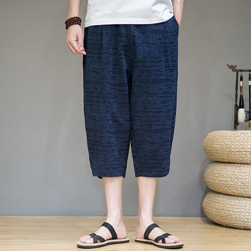 Buddha Stones Minimalistische, einfarbige Herren-Haremshose mit Seitenschlitzen und Taschen für den Sommer - image 22