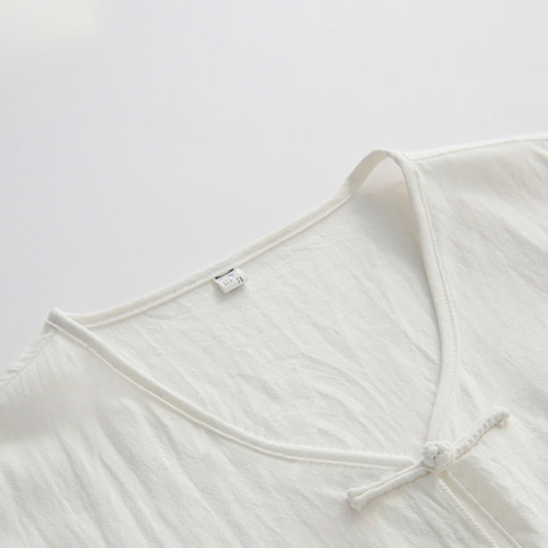 Buddha Stones Sommerliches ärmelloses Tanktop im Tang-Stil mit Froschknopfleiste, Seitenschlitz, Hohlsaum und Taschen für Herren - image 9