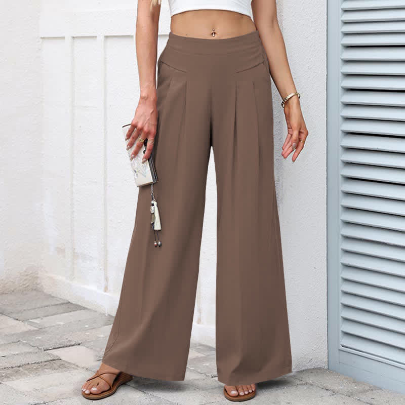 Buddha Stones Einfarbige Damenhose aus Baumwoll-Leinen-Mischgewebe mit hohem Bund, weitem Bein und Taschen - Sienna - US16, UK/AU20, EU48 (3XL) - image 9