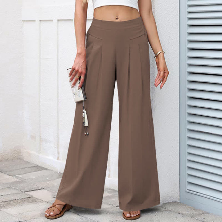 Buddha Stones Einfarbige Damenhose aus Baumwoll-Leinen-Mischgewebe mit hohem Bund, weitem Bein und Taschen - Sienna - US16, UK/AU20, EU48 (3XL) - image 9