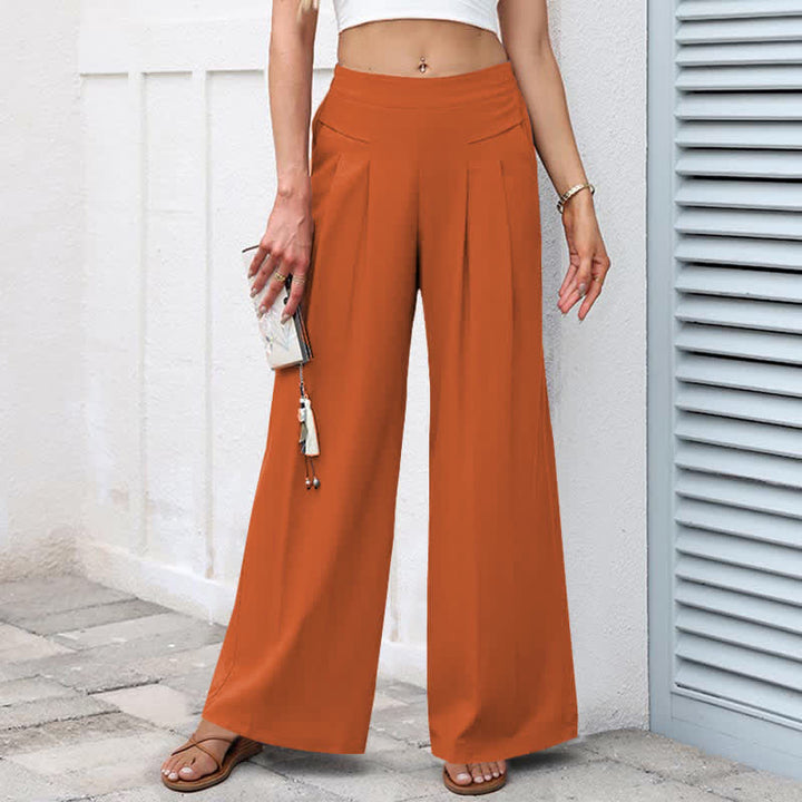 Buddha Stones Einfarbige Damenhose aus Baumwoll-Leinen-Mischgewebe mit hohem Bund, weitem Bein und Taschen - Orange - US16, UK/AU20, EU48 (3XL) - image 17