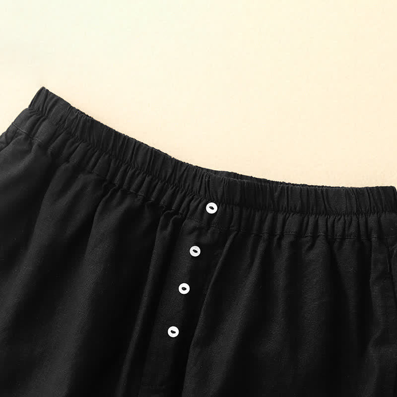 Buddha Stones Minimalistische, einfarbige Damen-Shorts mit Knopfleiste, elastischem Bund und Taschen für den Sommer - image 10