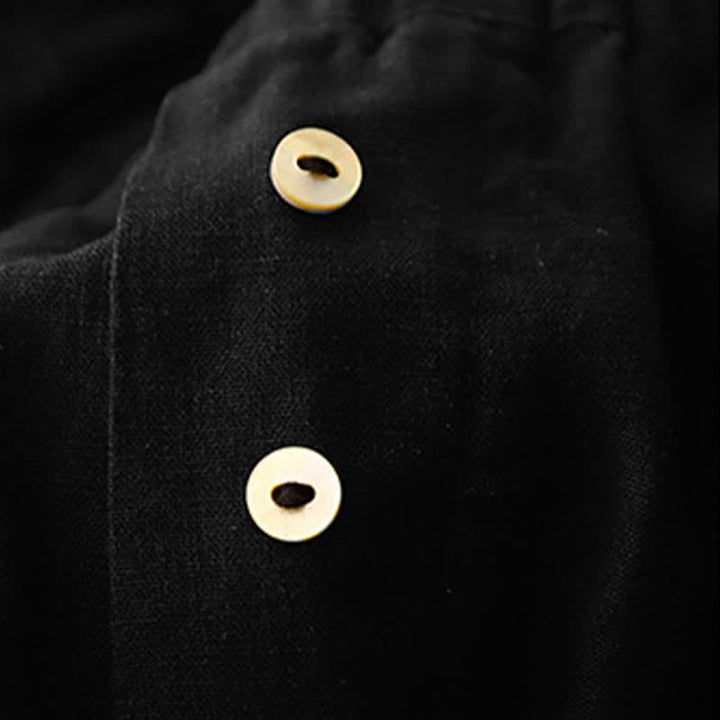 Buddha Stones Minimalistische, einfarbige Damen-Shorts mit Knopfleiste, elastischem Bund und Taschen für den Sommer - image 11