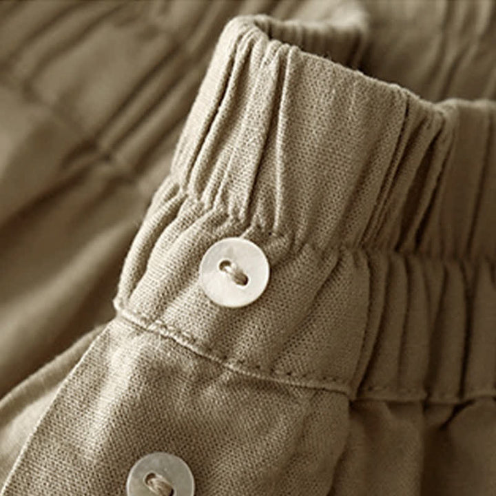 Buddha Stones Minimalistische, einfarbige Damen-Shorts mit Knopfleiste, elastischem Bund und Taschen für den Sommer - image 4