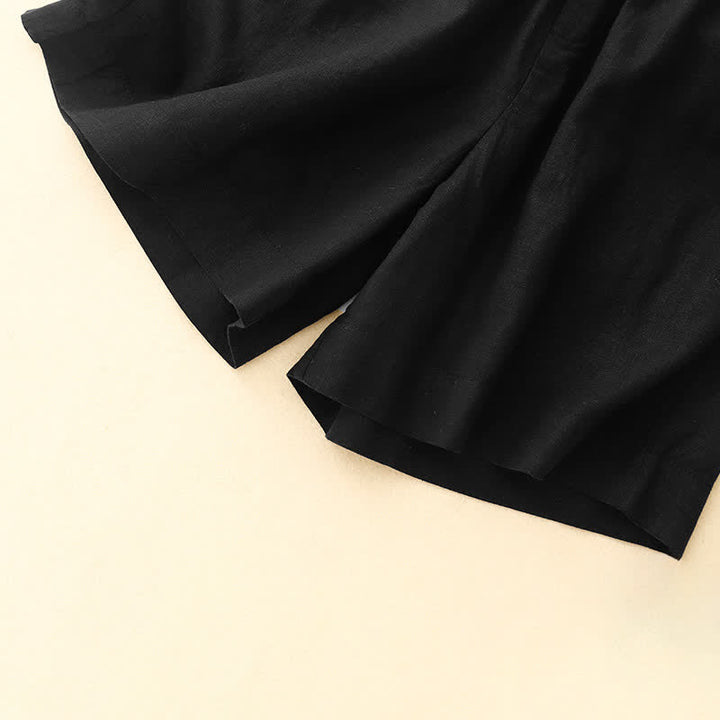 Buddha Stones Minimalistische, einfarbige Damen-Shorts mit Knopfleiste, elastischem Bund und Taschen für den Sommer - image 13