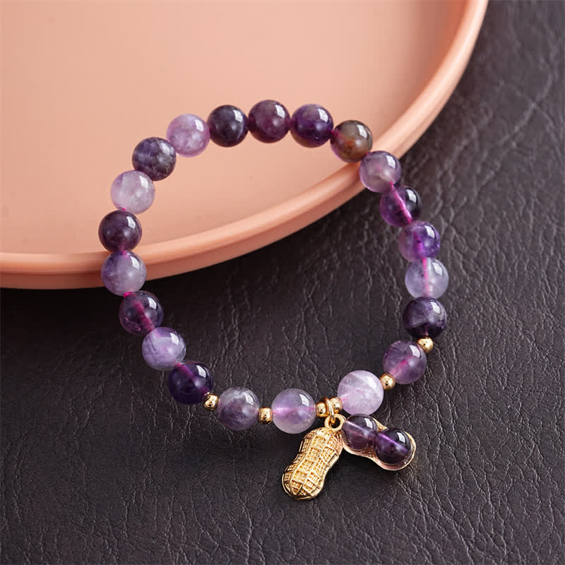 Buddha Stones Natürliches Amethyst-Erdnuss-Armband mit der Aufschrift „Gute Dinge geschehen“ – ein heilendes Armband - image 1