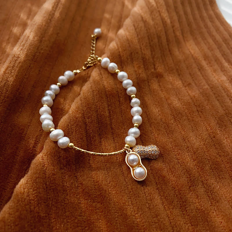 Buddha Stones Perlenarmband mit Erdnussmotiv und Weisheitsbotschaft - image 1