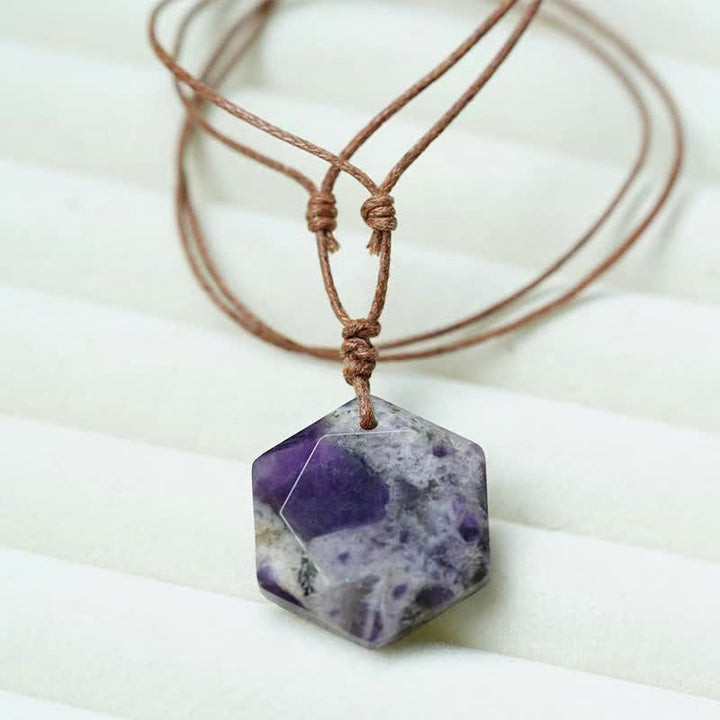 Buddha Stones Davidstern-Anhänger aus Bergkristall, indischem Achat und Amethyst - Amethyst - image 5