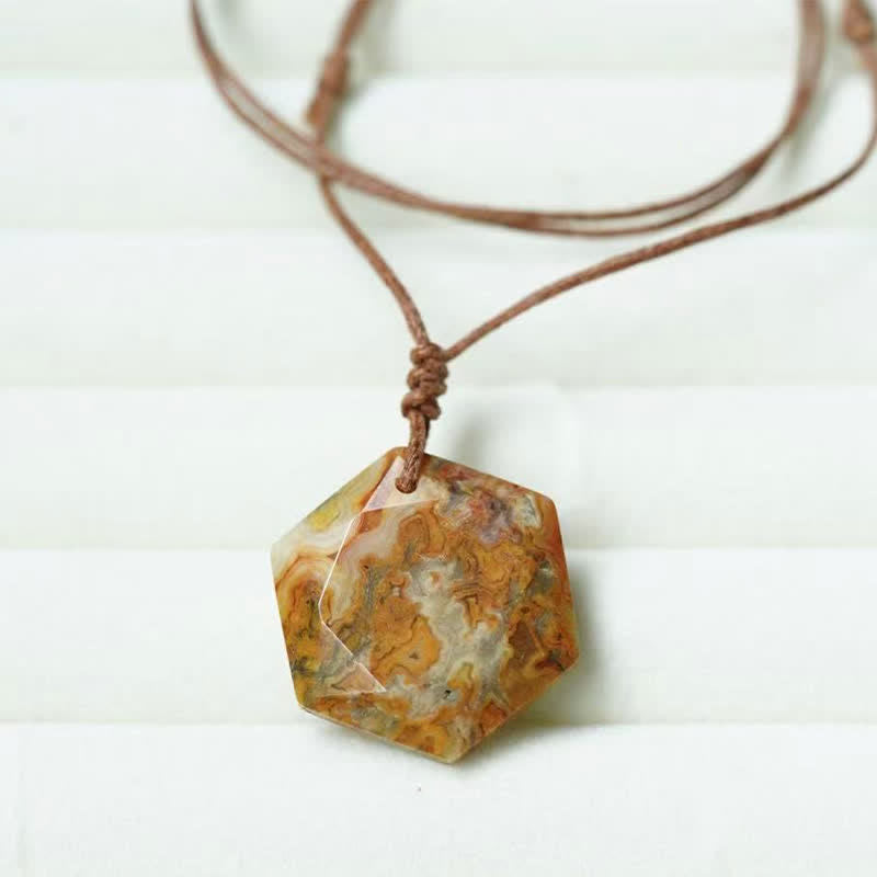 Buddha Stones Davidstern-Anhänger aus Bergkristall, indischem Achat und Amethyst - Crazy Lace Achat - image 9
