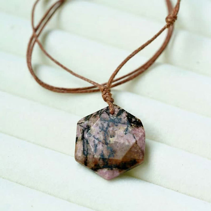 Buddha Stones Davidstern-Anhänger aus Bergkristall, indischem Achat und Amethyst - Rhodonit - image 20