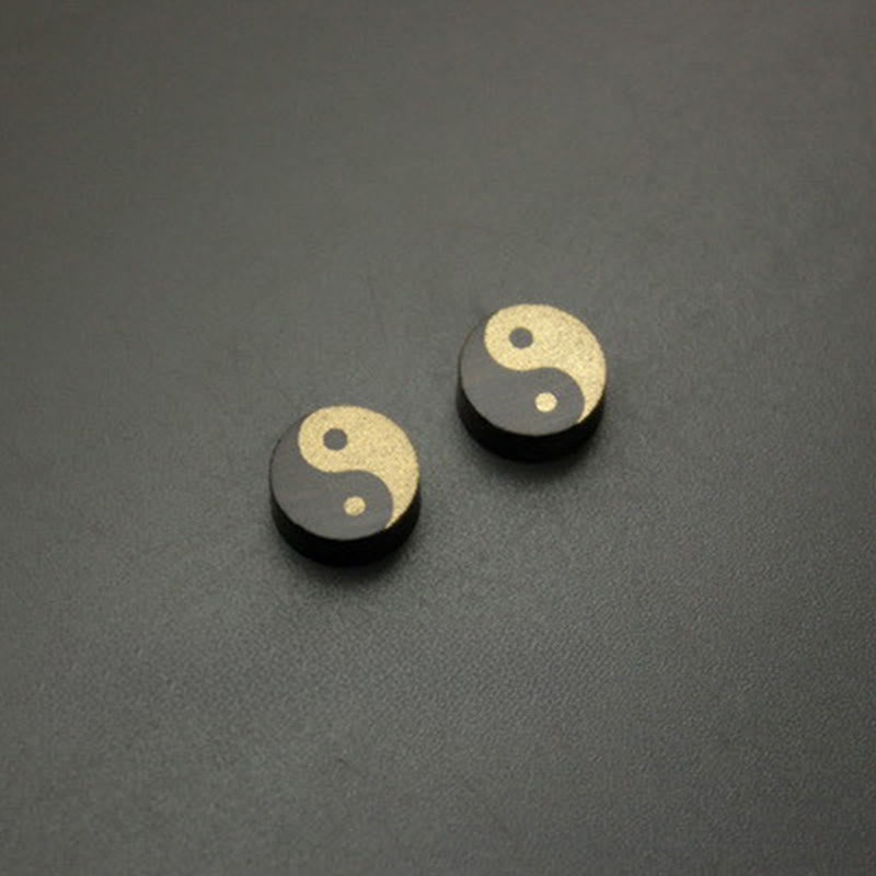 Buddha Stones Ohrstecker aus Ebenholz mit Yin-Yang-Symbol - image 2