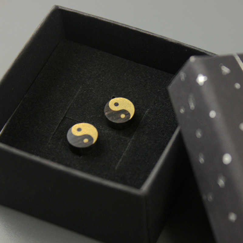 Buddha Stones Ohrstecker aus Ebenholz mit Yin-Yang-Symbol - image 13