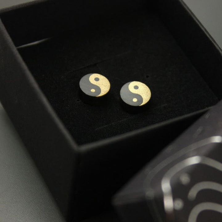 Buddha Stones Ohrstecker aus Ebenholz mit Yin-Yang-Symbol - image 14