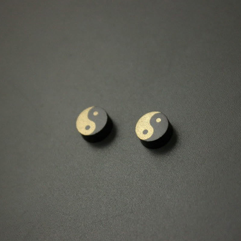 Buddha Stones Ohrstecker aus Ebenholz mit Yin-Yang-Symbol - image 9