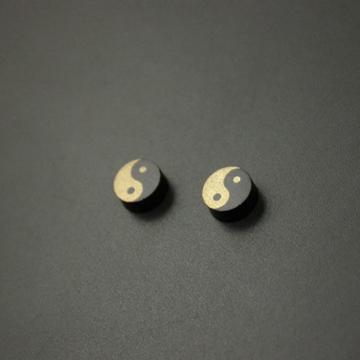 Buddha Stones Ohrstecker aus Ebenholz mit Yin-Yang-Symbol - image 9